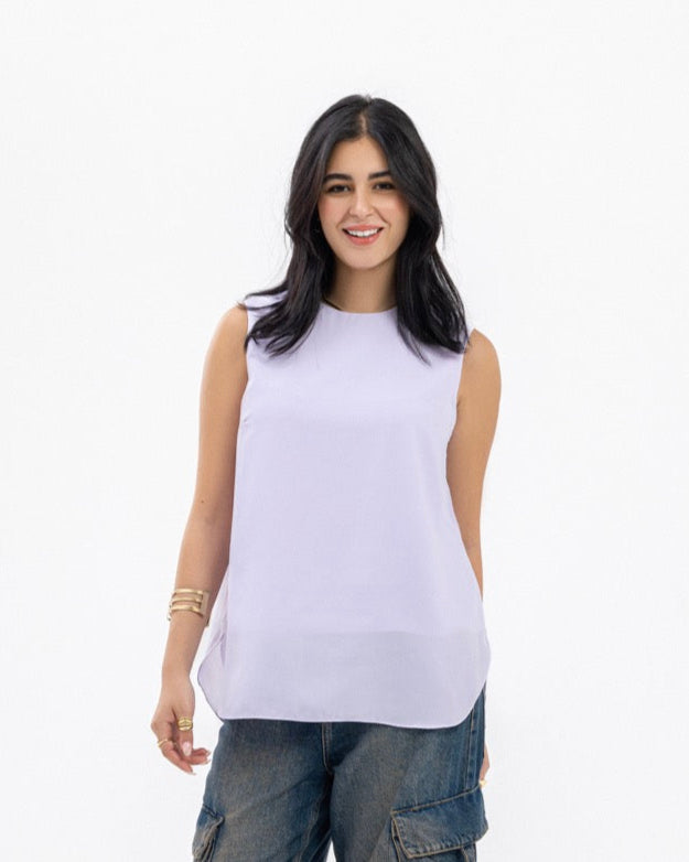 Dressy Short-length Sleeveless Crewneck- Colorful