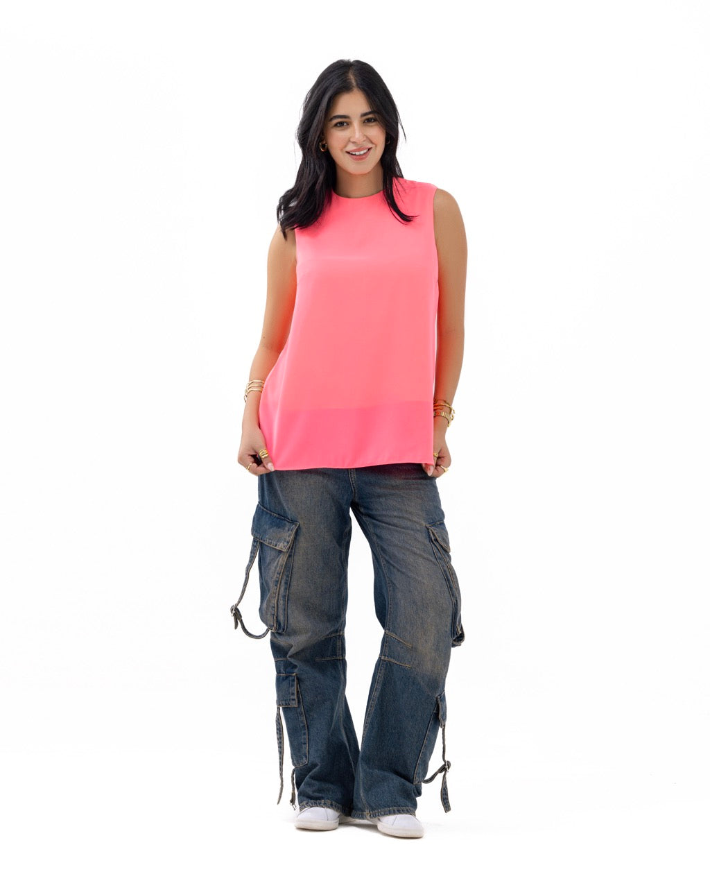 Dressy Short-length Sleeveless Crewneck- Colorful