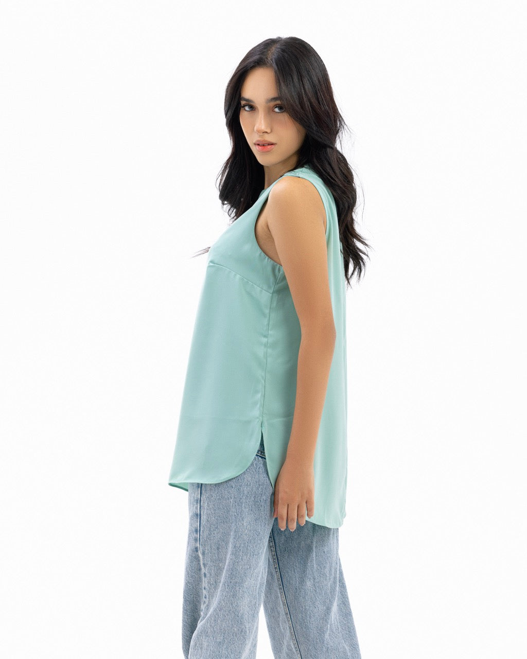 Dressy Short-length Sleeveless Crewneck- Waves