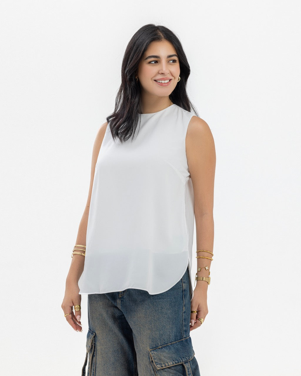 Dressy Short-length Sleeveless crewneck- Basic
