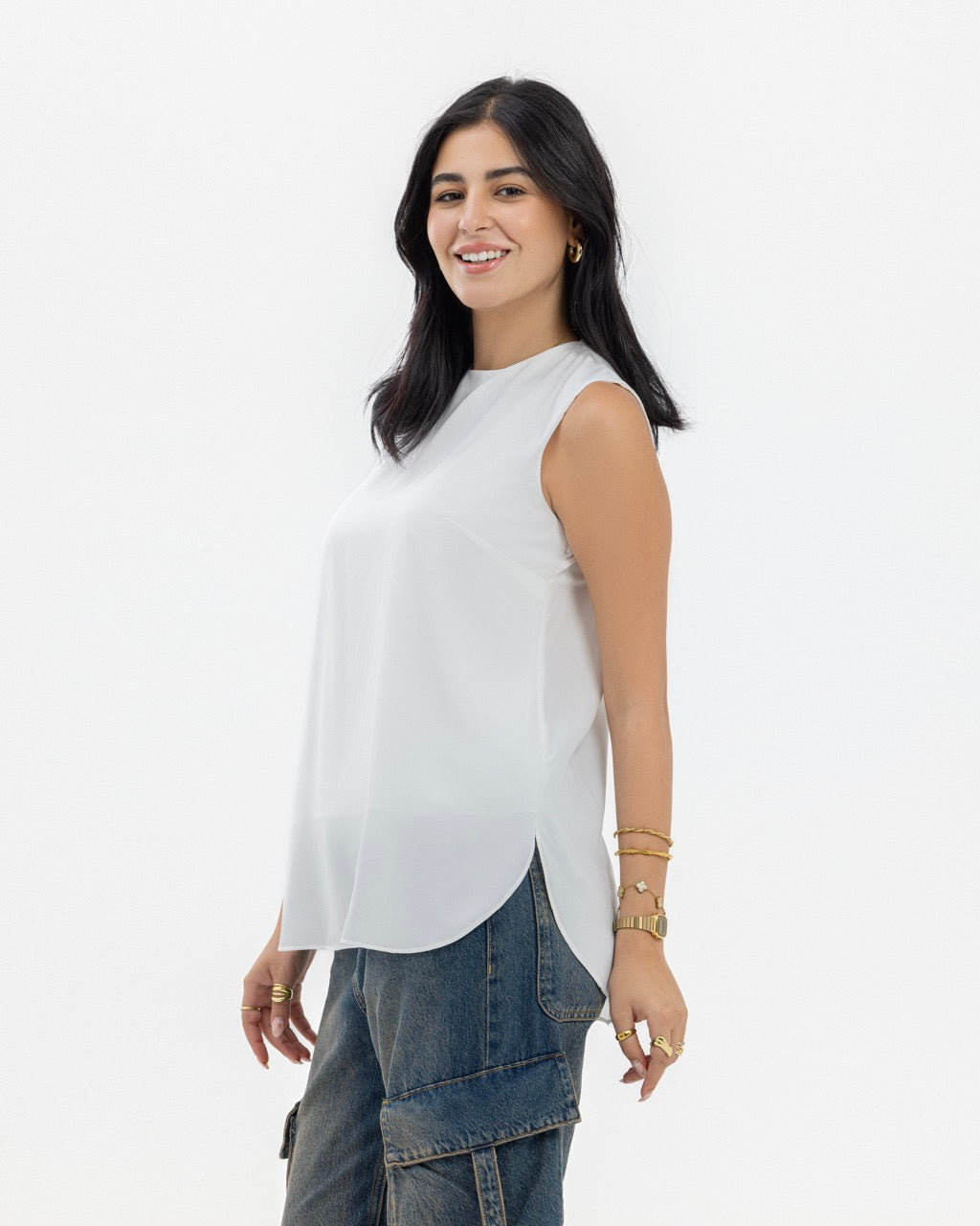 Dressy Short-length Sleeveless crewneck- Basic