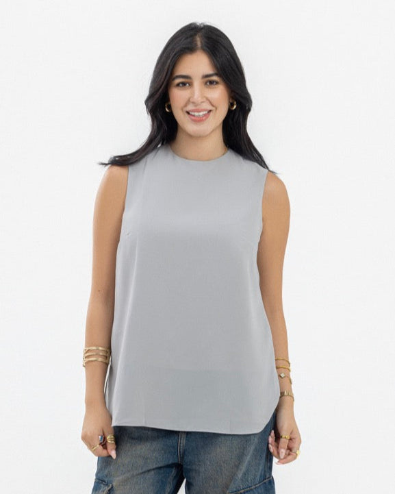 Dressy Short-length Sleeveless crewneck- Basic
