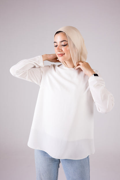 Dressy Short-length Long-sleeve crewneck - Monochrome