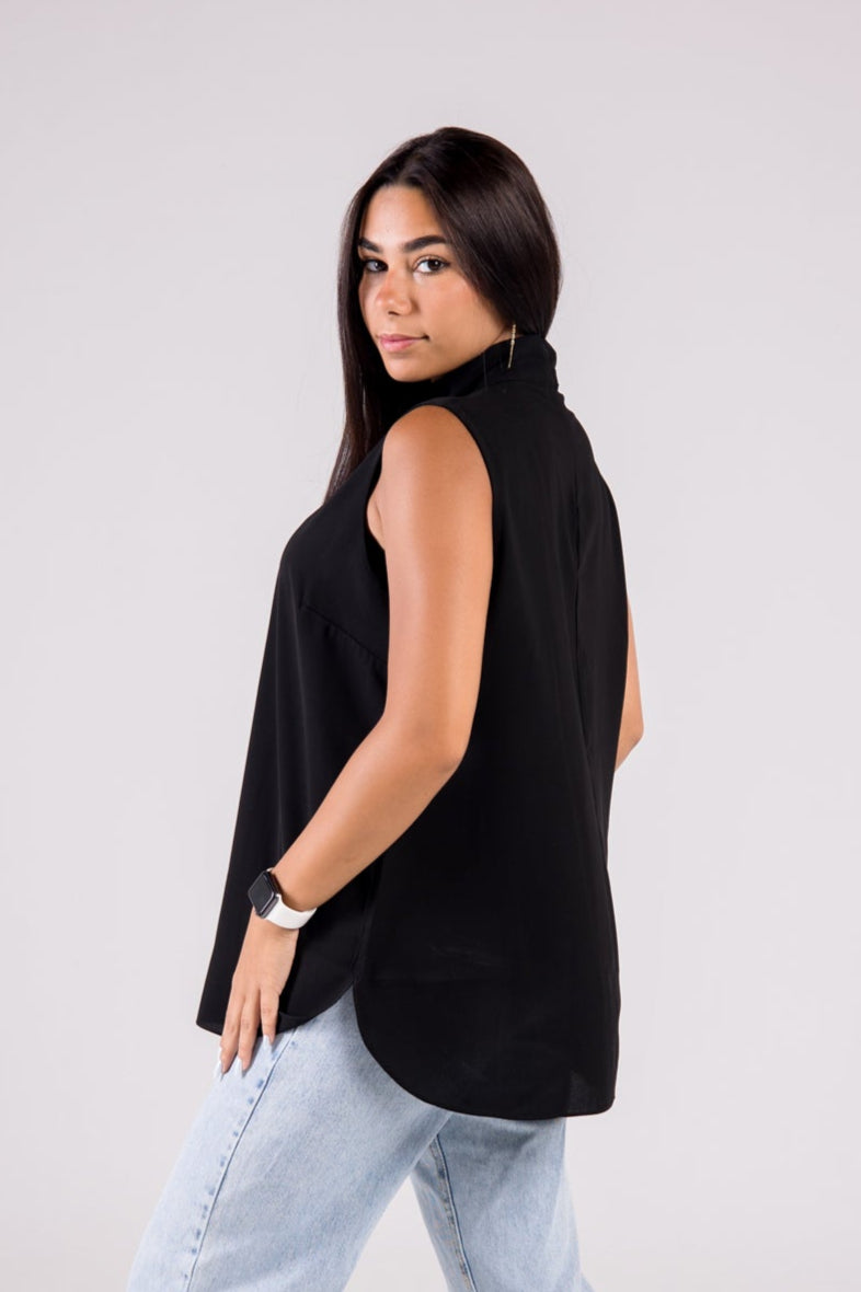 Dressy Short-length Sleeveless Turtleneck- Basic