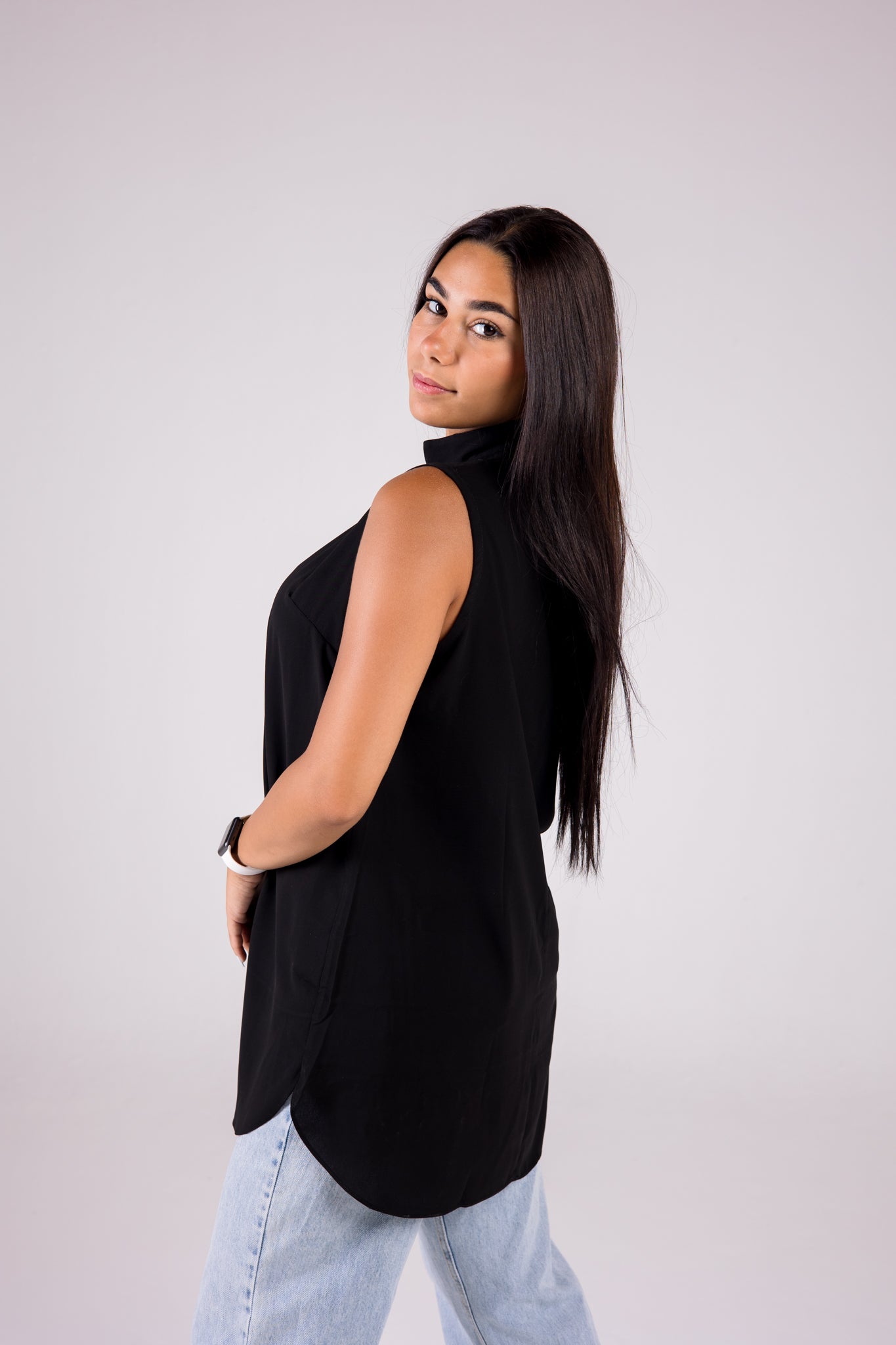 Dressy Top Medium Length Sleeveless turtleneck - Monochrome