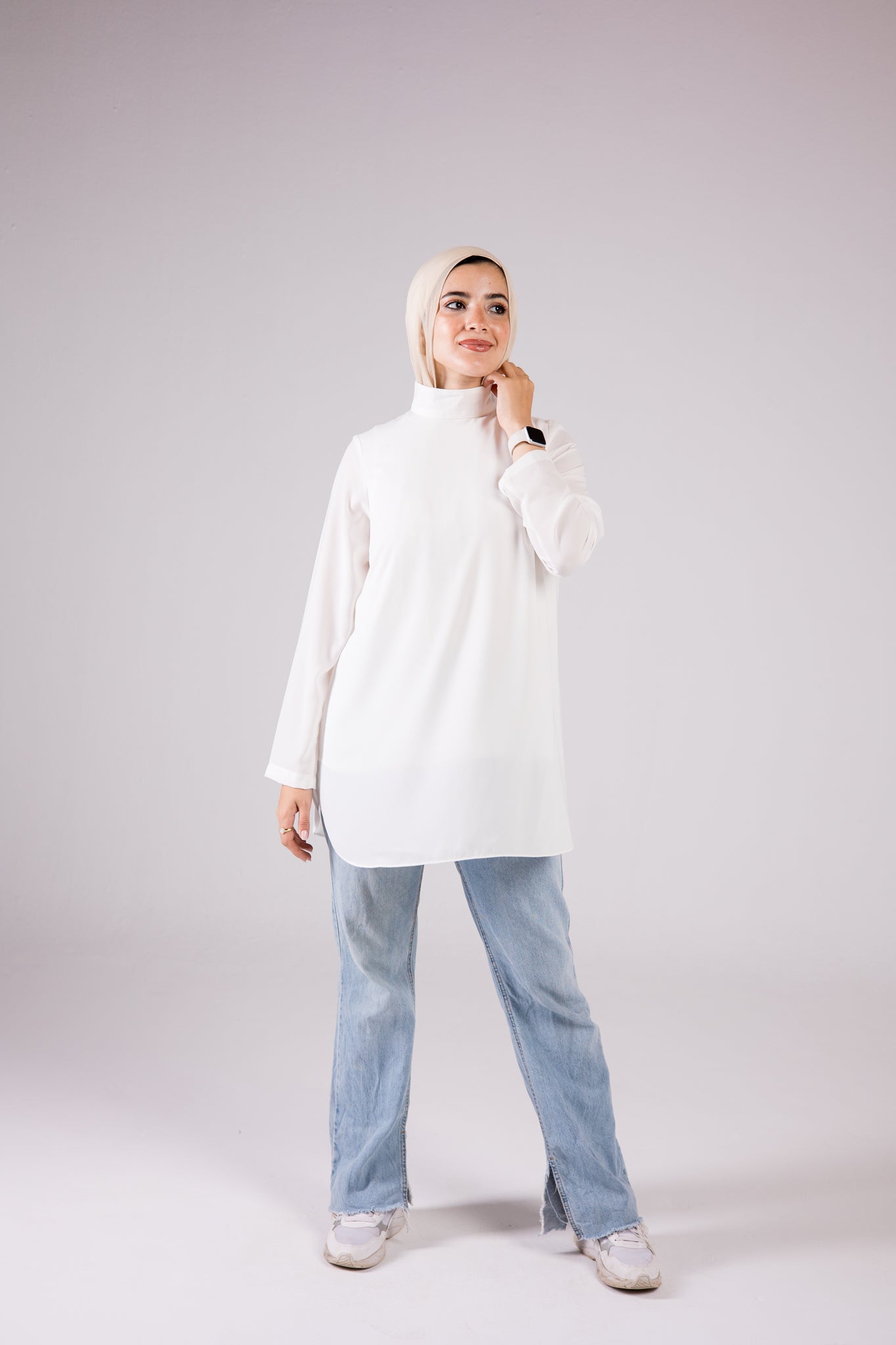 Dressy Top Medium Length Long Sleeve turtleneck - Monochrome