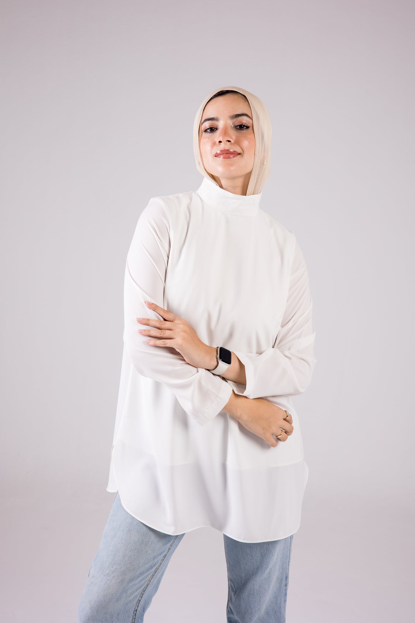 Dressy Top Medium Length Long Sleeve turtleneck - Monochrome