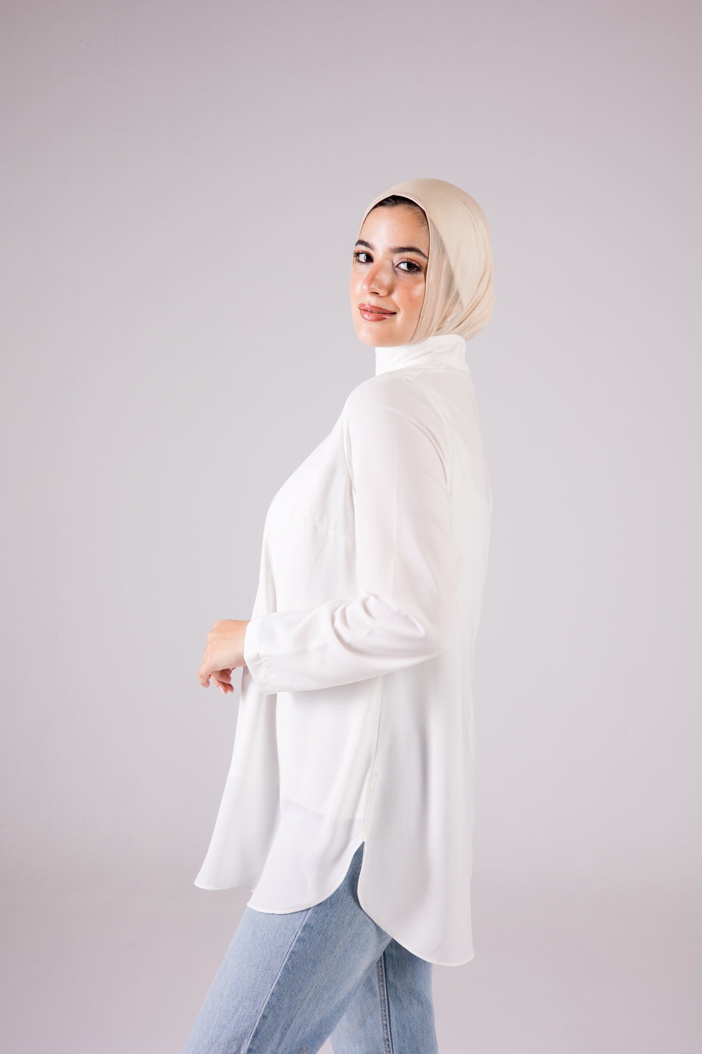 Dressy Top Medium Length Long Sleeve turtleneck - Monochrome