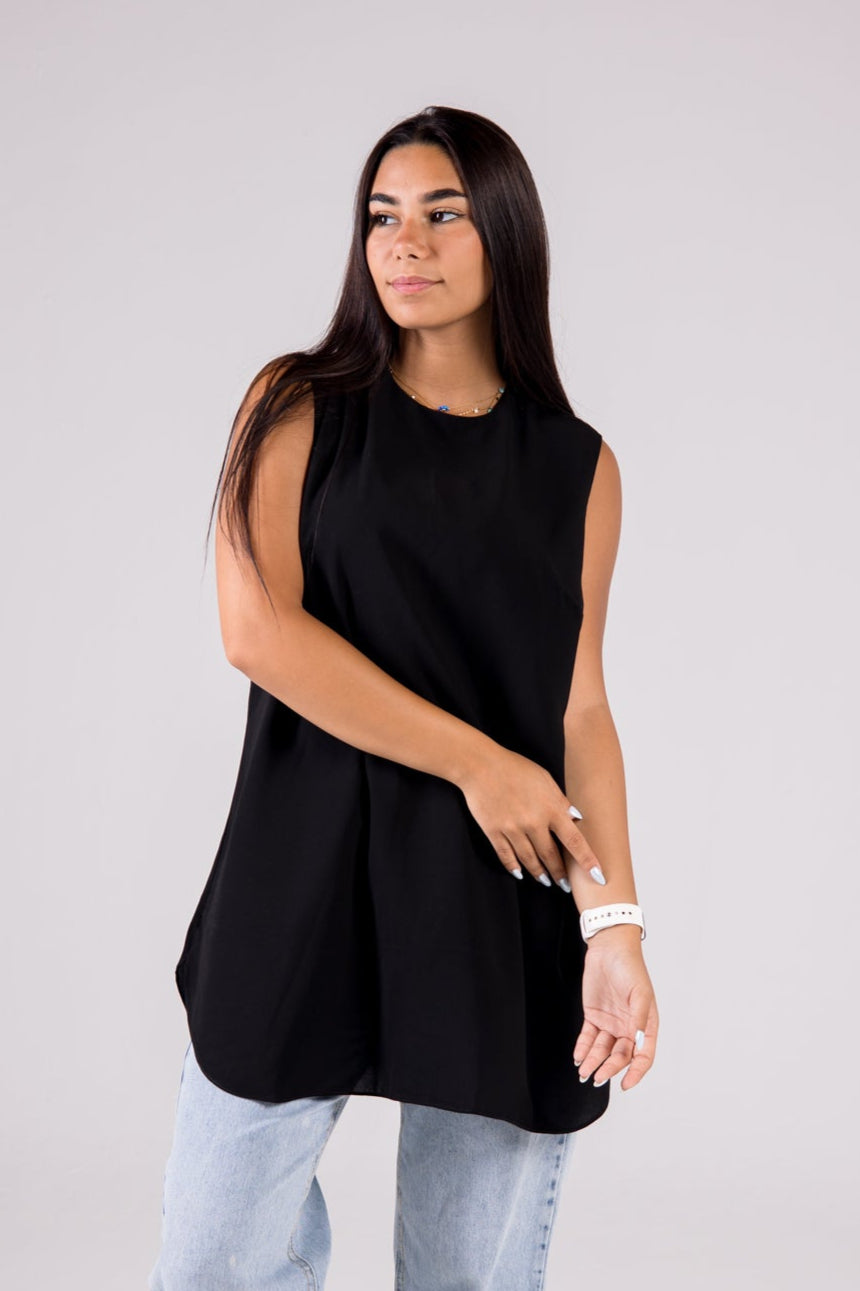 Dressy Top Medium Length Sleeveless crewneck - Monochrome