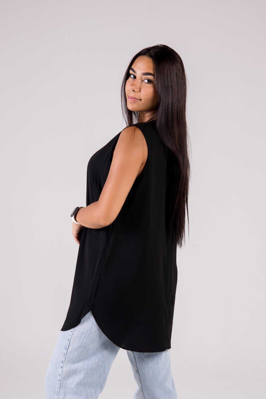 Dressy Top Medium Length Sleeveless crewneck - Monochrome