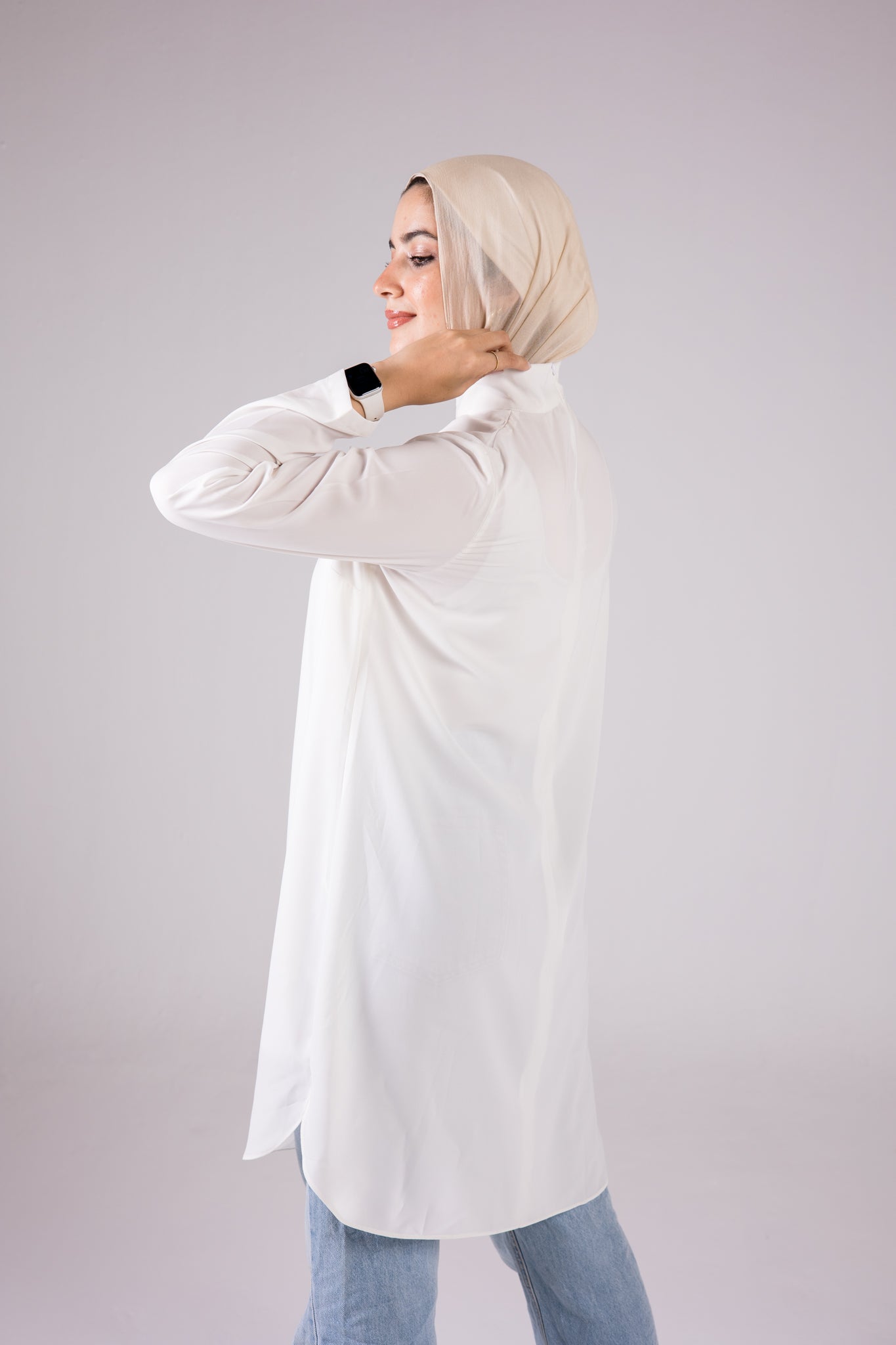 Dressy Top Long Length Long Sleeve turtleneck - Monochrome