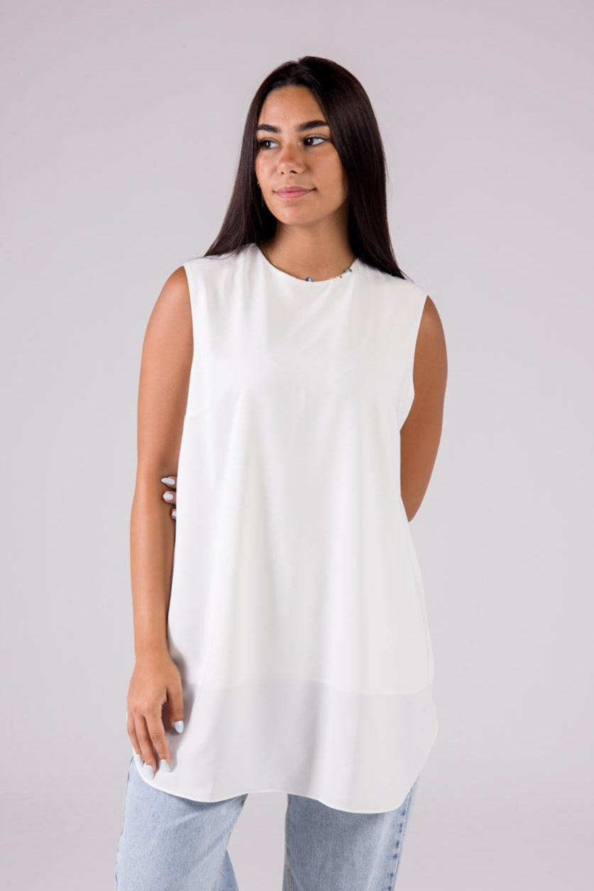 Dressy Top Medium Length Sleeveless crewneck - Monochrome