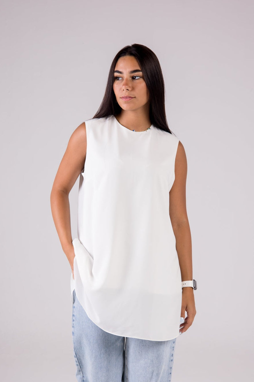 Dressy Top Medium Length Sleeveless crewneck - Monochrome