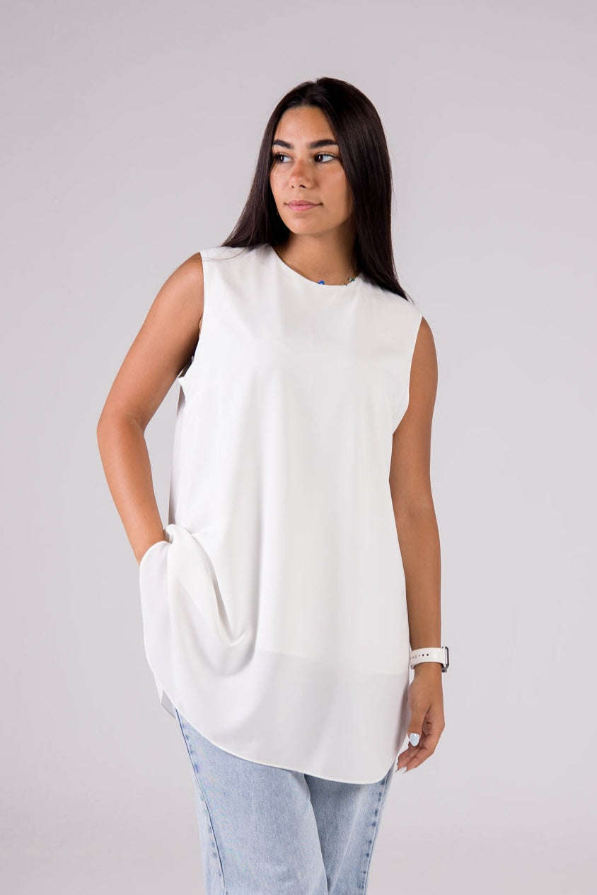 Dressy Top Medium Length Sleeveless crewneck - Monochrome