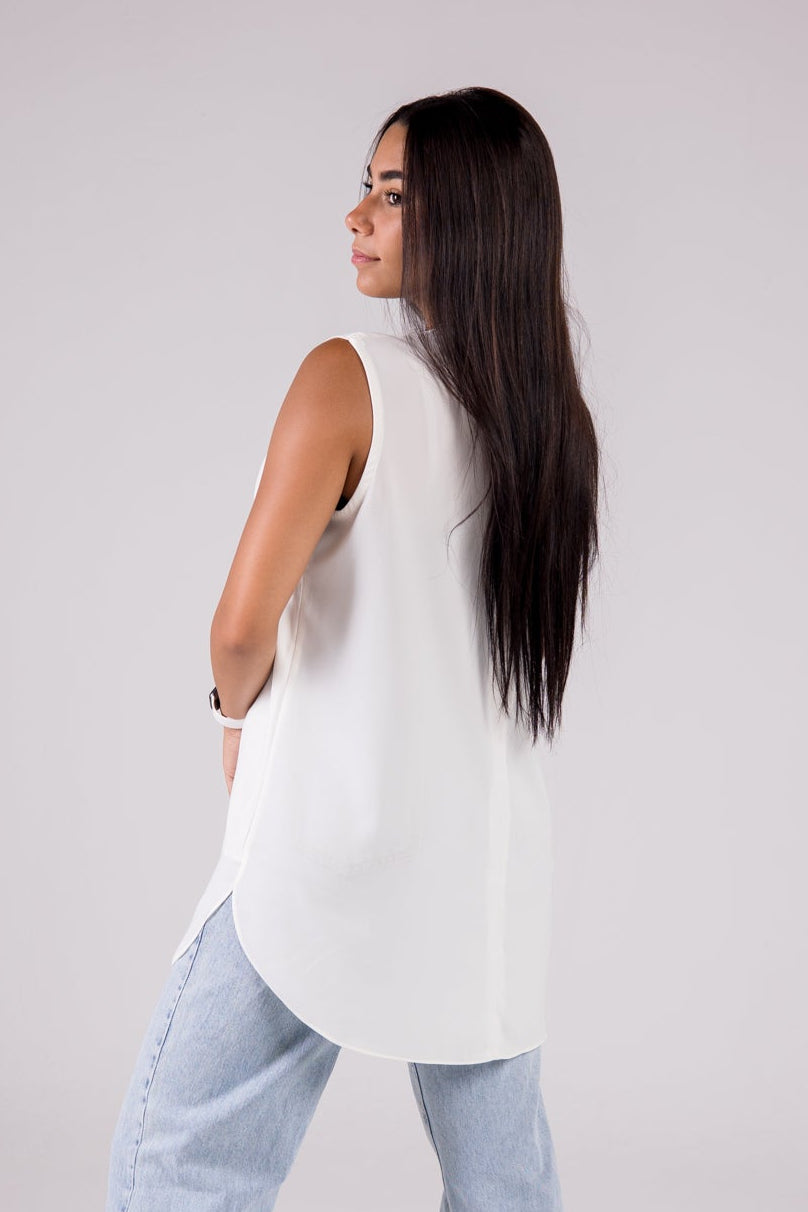 Dressy Top Medium Length Sleeveless crewneck - Monochrome