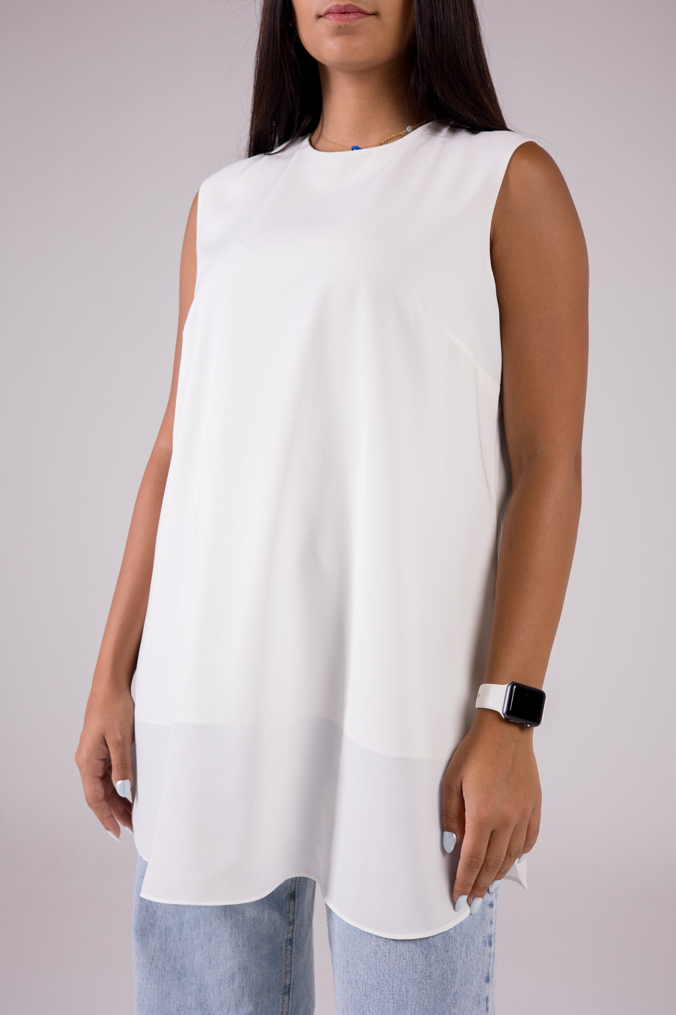 Dressy Top Medium Length Sleeveless crewneck - Monochrome