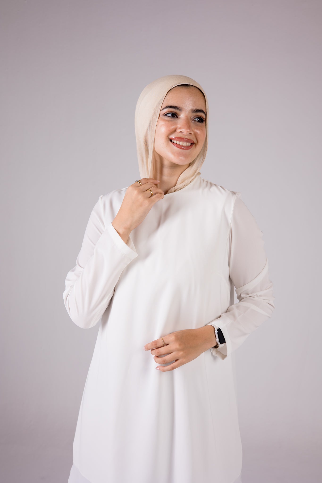 Dressy Top Long Length Long Sleeve crewneck - Monochrome