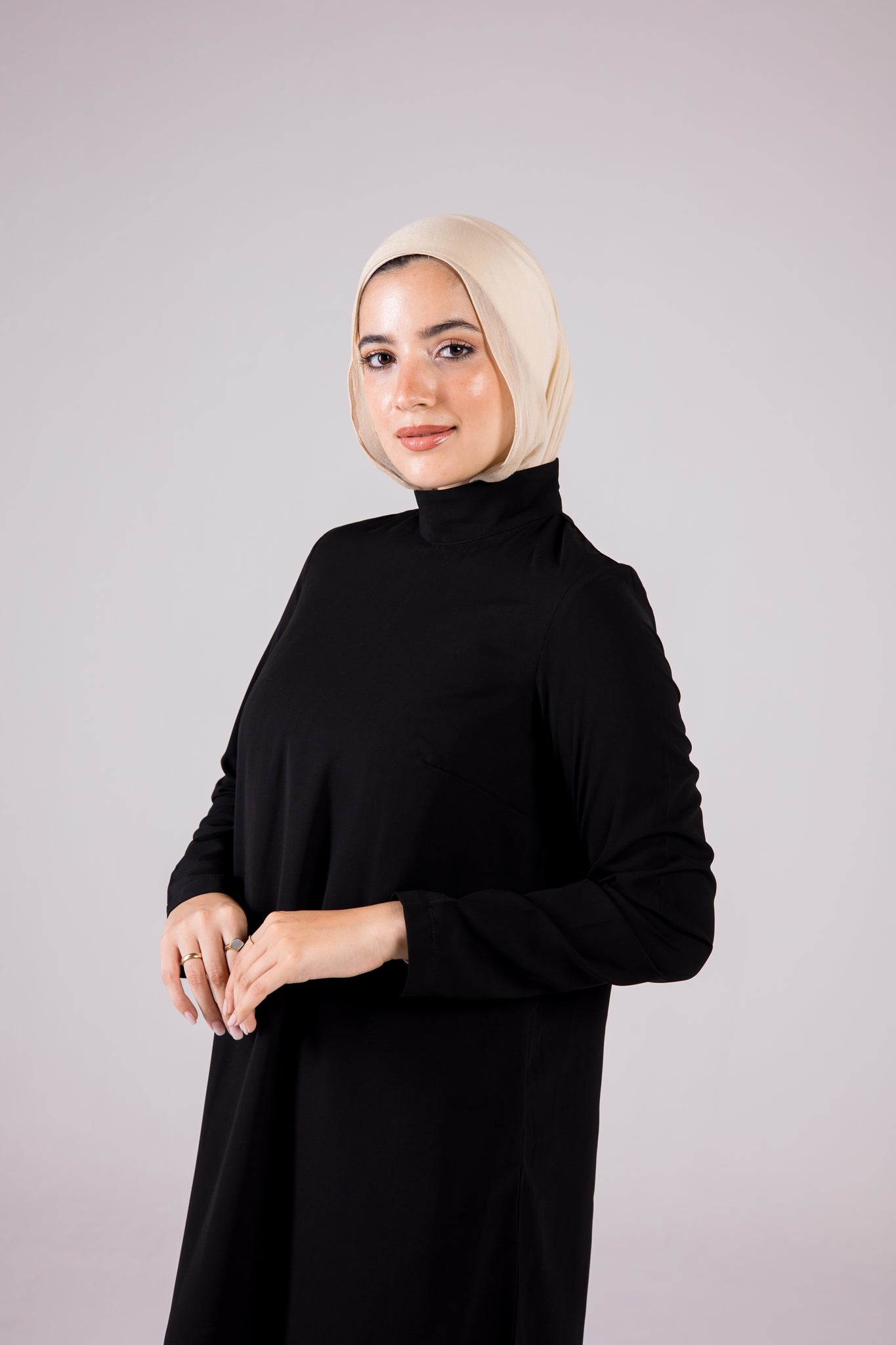 Dressy Top Long Length Long Sleeve turtleneck - Monochrome