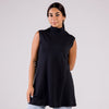 Sleeveless Cotton Turtleneck Medium-length Top Monochrome