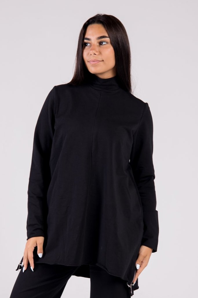 Cotton Top Turtleneck Black
