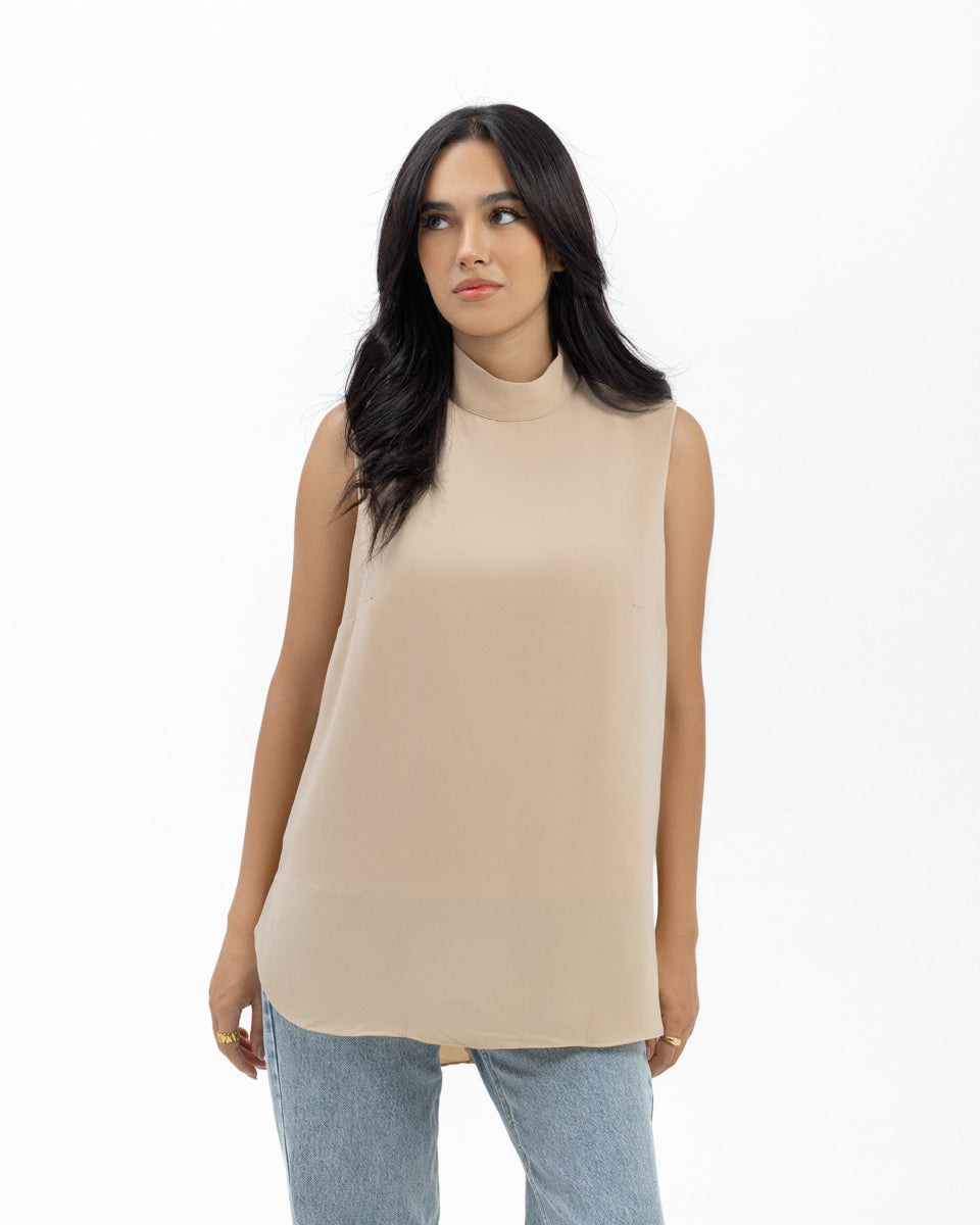 Dressy Short-length Sleeveless Turtleneck- Warm