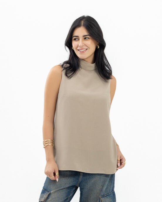 Dressy Short-length Sleeveless Turtleneck- Warm
