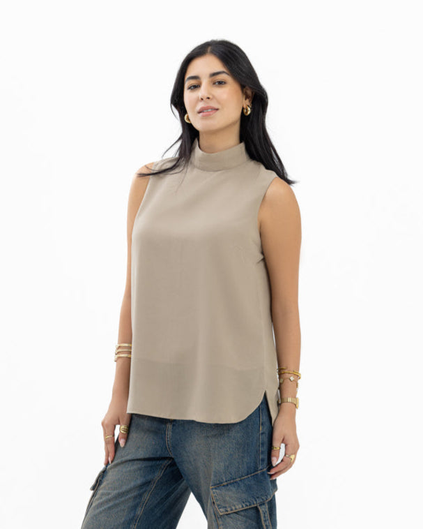 Dressy Short-length Sleeveless Turtleneck- Warm