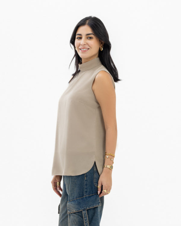 Dressy Short-length Sleeveless Turtleneck- Warm